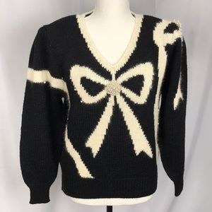Jocelyn Smith Vintage Embellished Pearl Bow Sweater